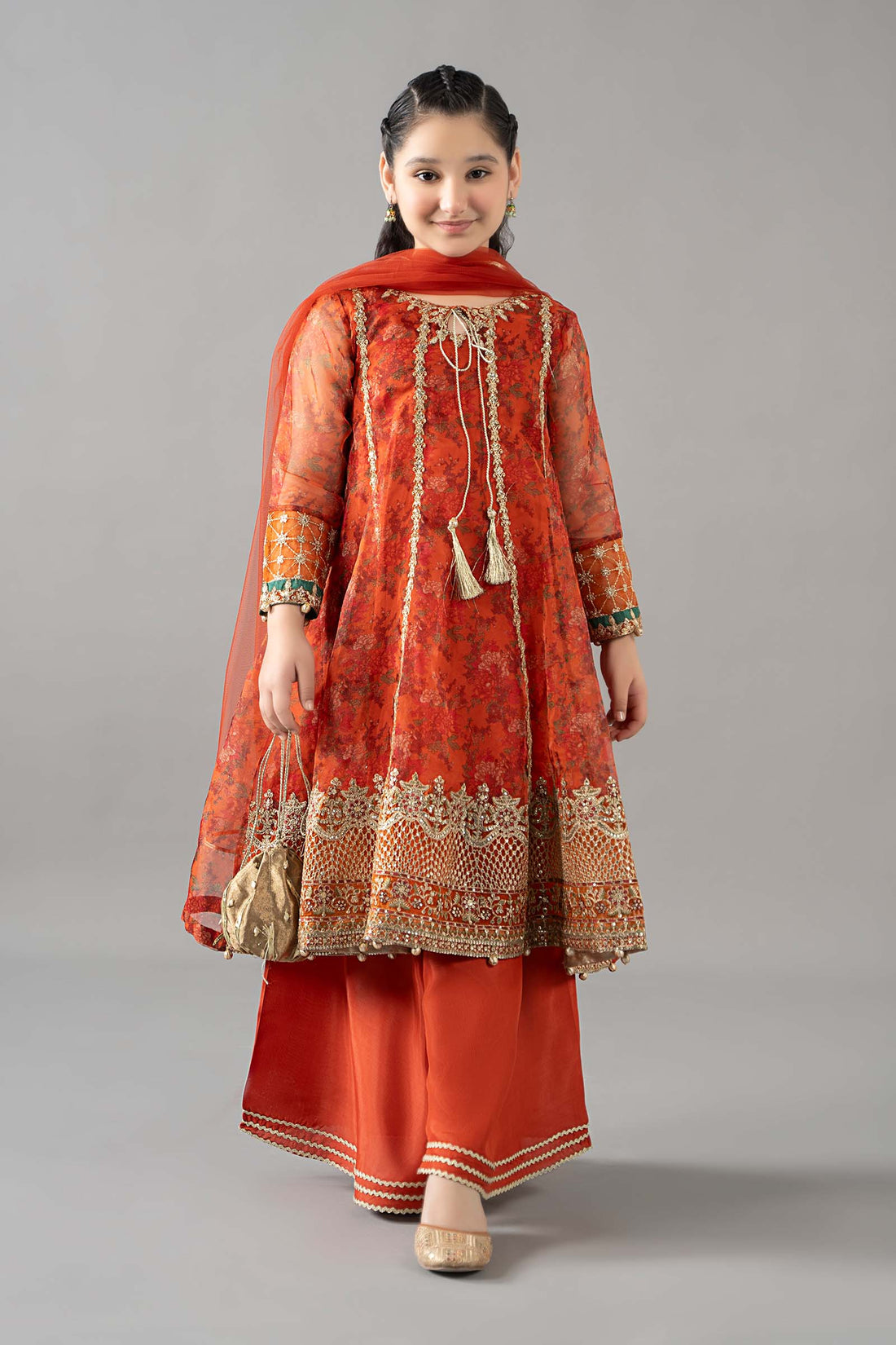 Maria B | Girls | MKS-EF25-09 (Orange) -  Maria B Maria B Kids - Original Designer Dress - House of Maryam