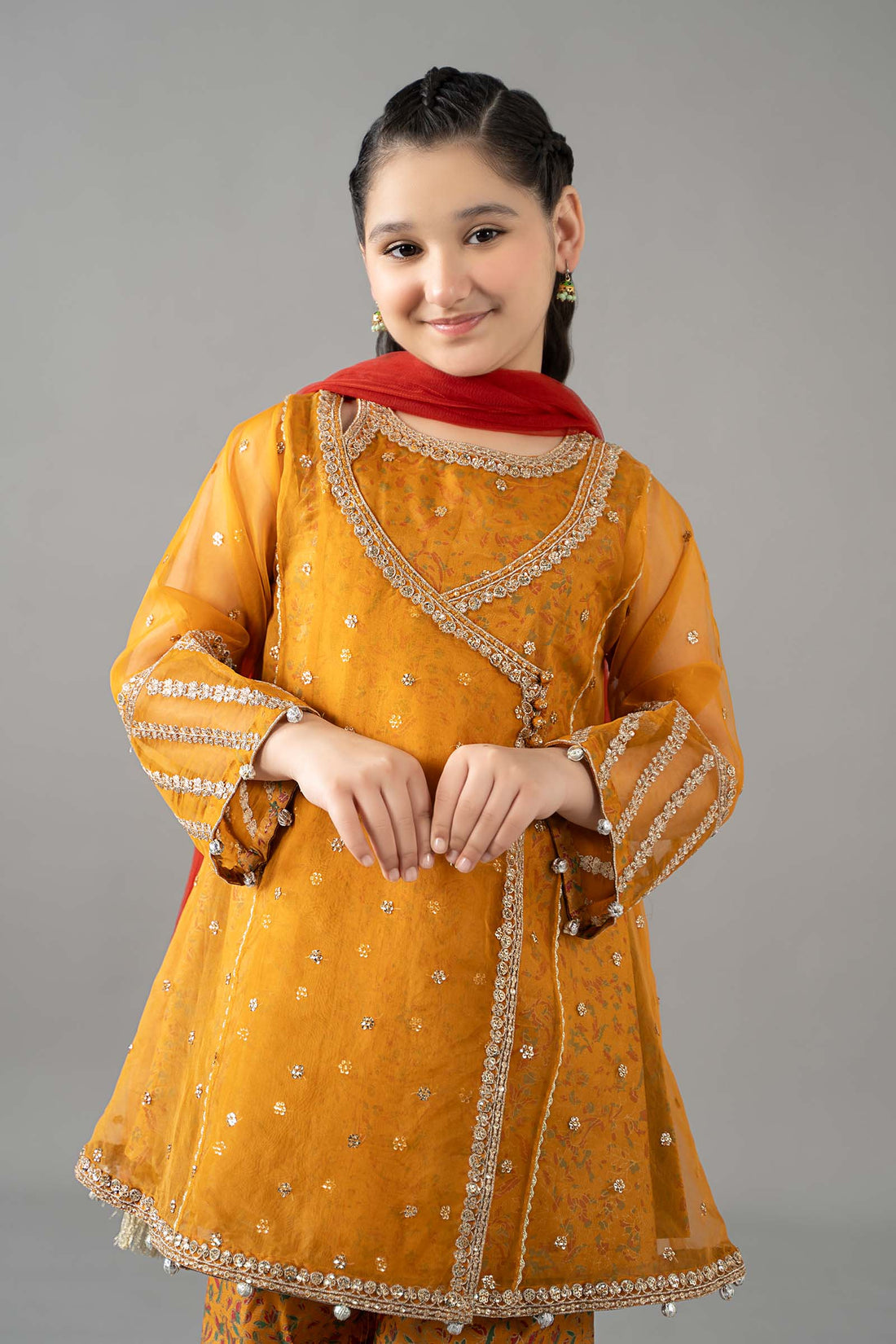 Maria B | Girls | MKS-EF25-11 (Mustard) -  Maria B Maria B Kids - Original Designer Dress - House of Maryam