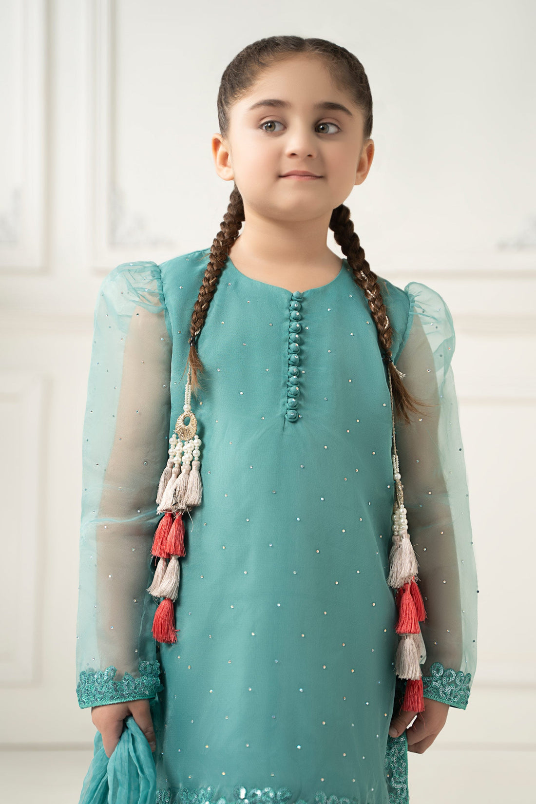 Maria B | Girls | MKS-EF25-39 (Sea Green) -  Maria B Maria B Kids - Original Designer Dress - House of Maryam