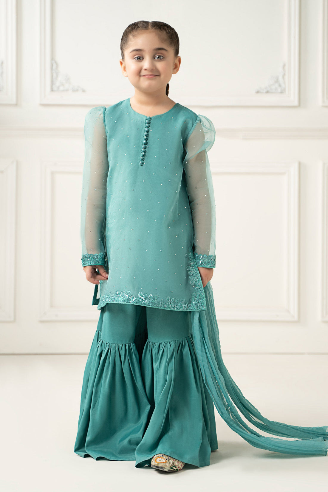 Maria B | Girls | MKS-EF25-39 (Sea Green) -  Maria B Maria B Kids - Original Designer Dress - House of Maryam