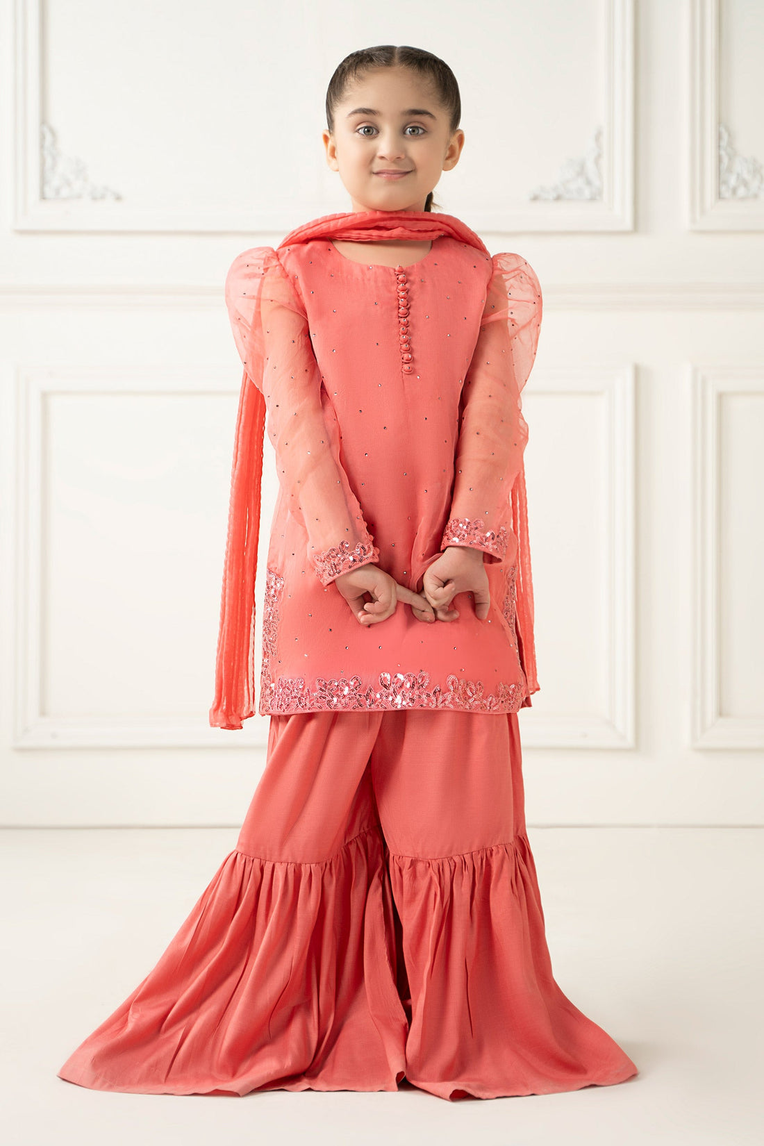 Maria B | Girls | MKS-EF25-39 (Pink) -  Maria B Maria B Kids - Original Designer Dress - House of Maryam