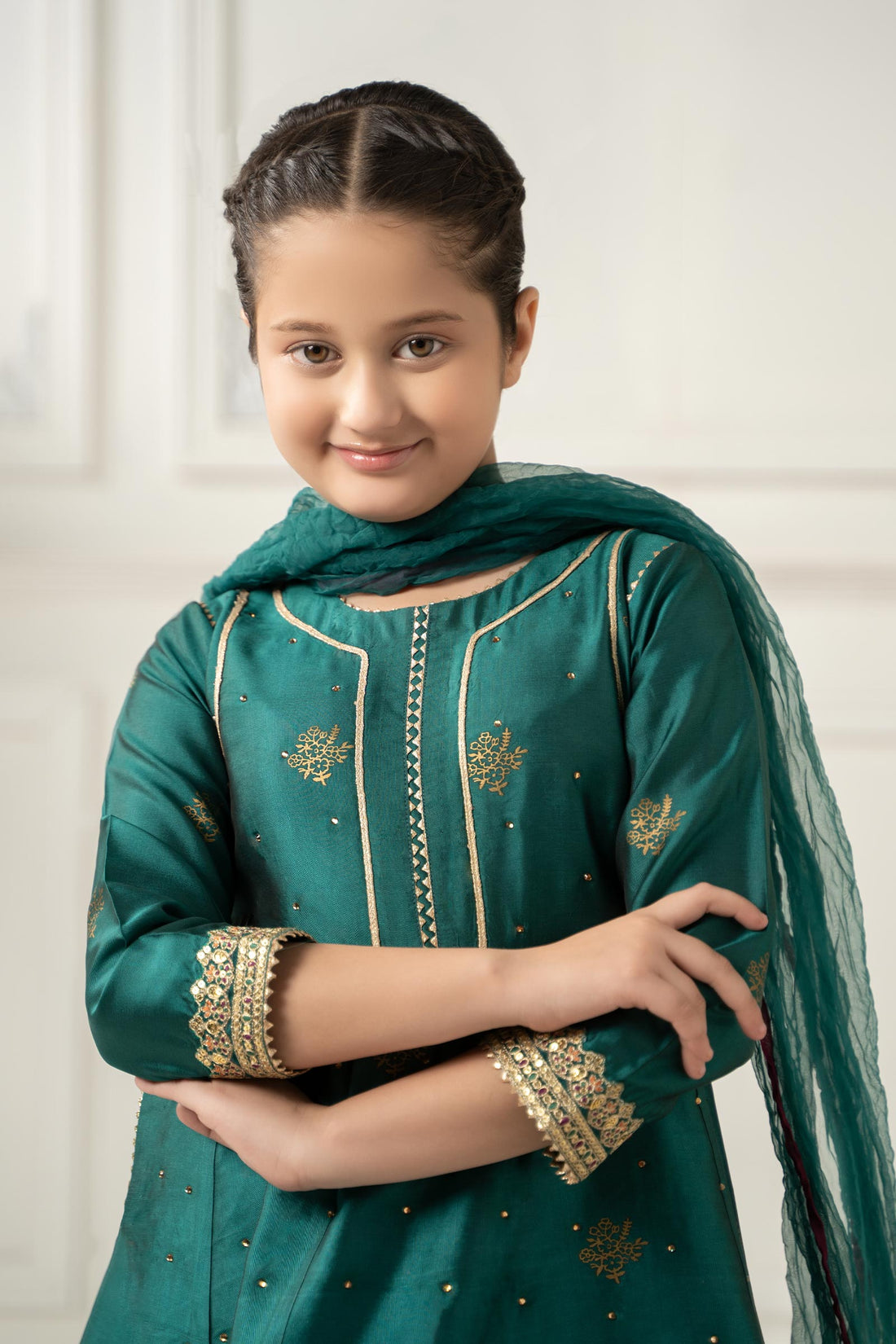 Maria B | Girls | MKS-EF25-49 (Teal) -  Maria B Maria B Kids - Original Designer Dress - House of Maryam