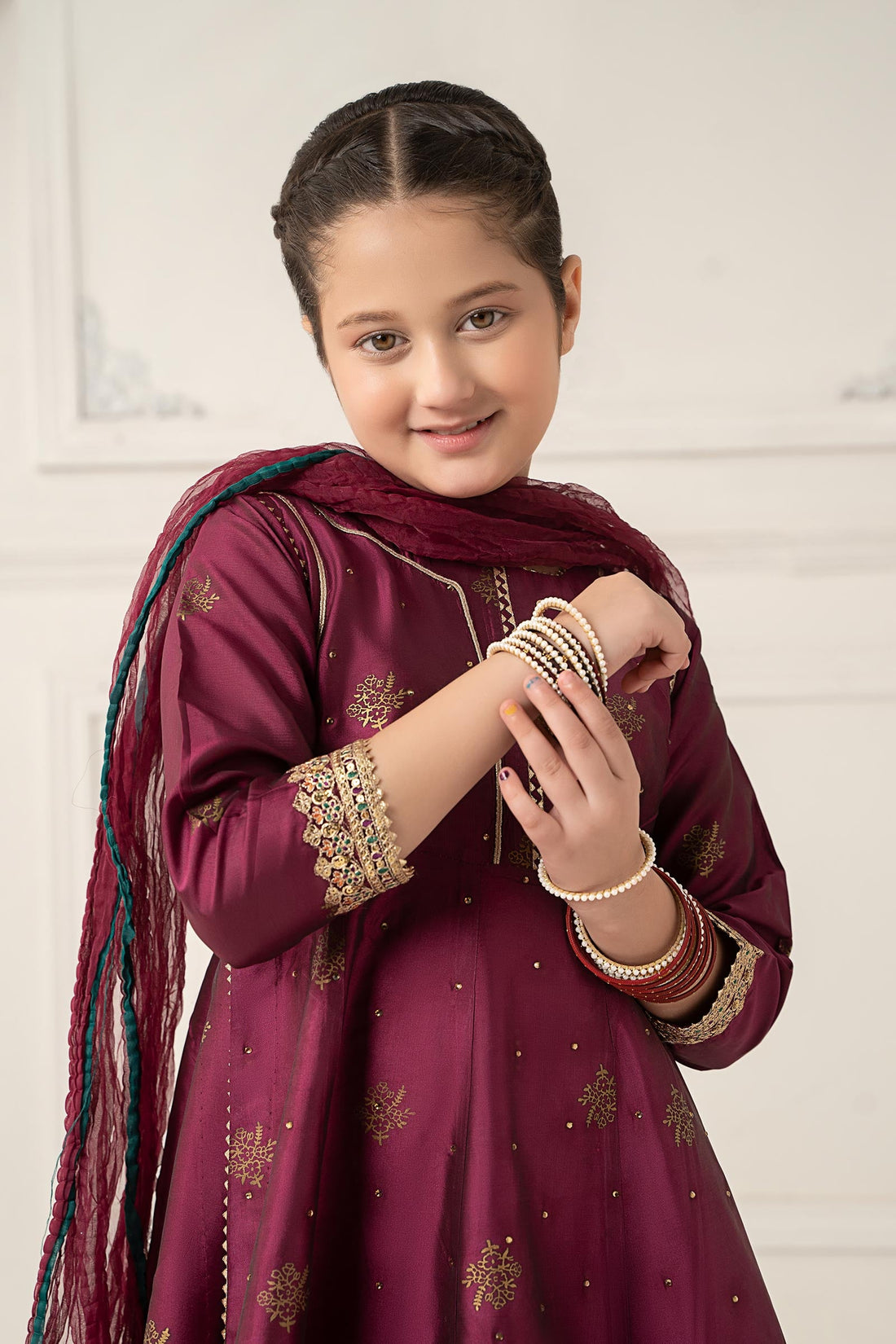 Maria B | Girls | MKS-EF25-49 (Magenta) -  Maria B Maria B Kids - Original Designer Dress - House of Maryam