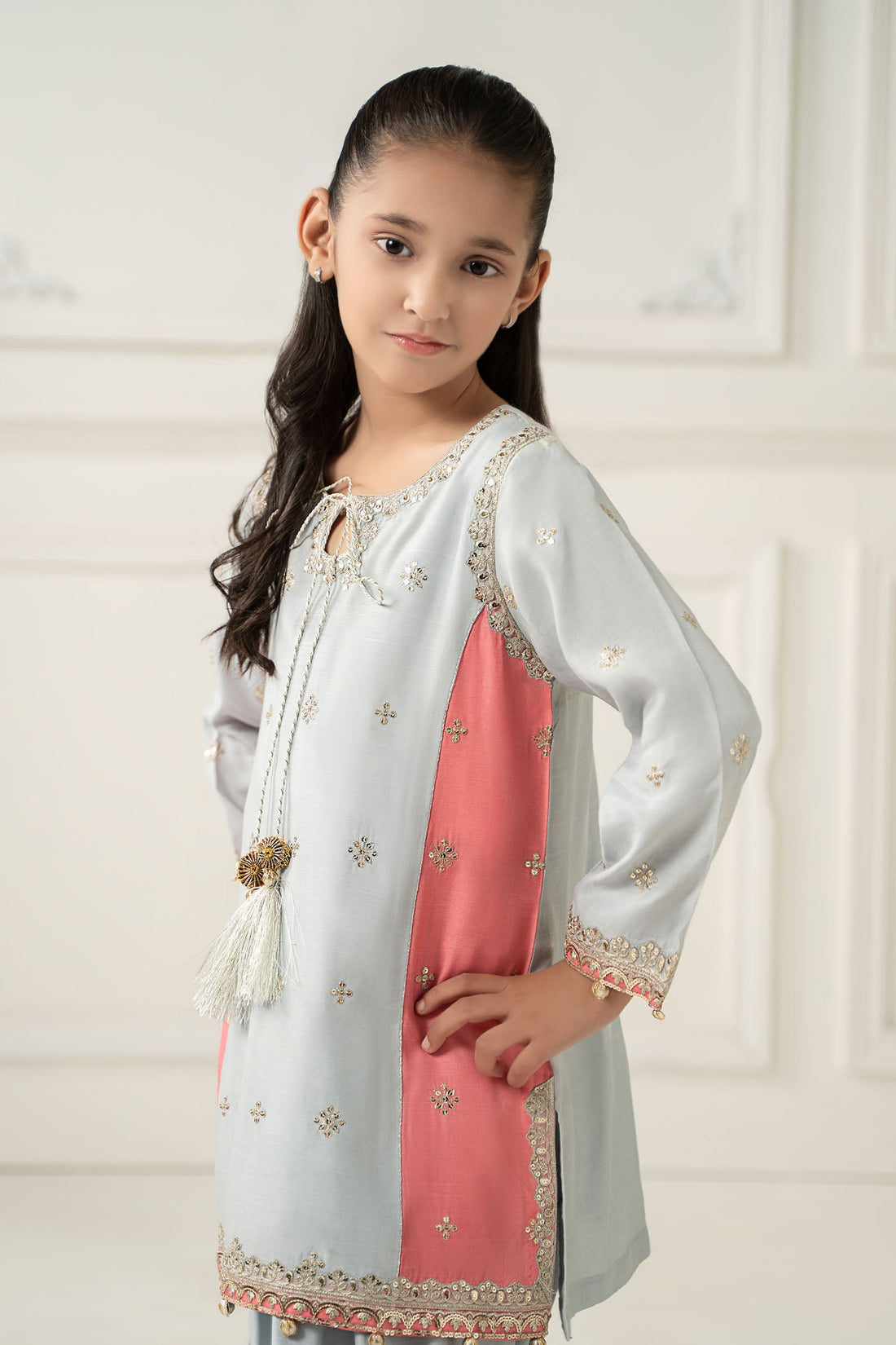 Maria B | Girls | MKS-EF25-50 (Ice Blue) -  Maria B Maria B Kids - Original Designer Dress - House of Maryam