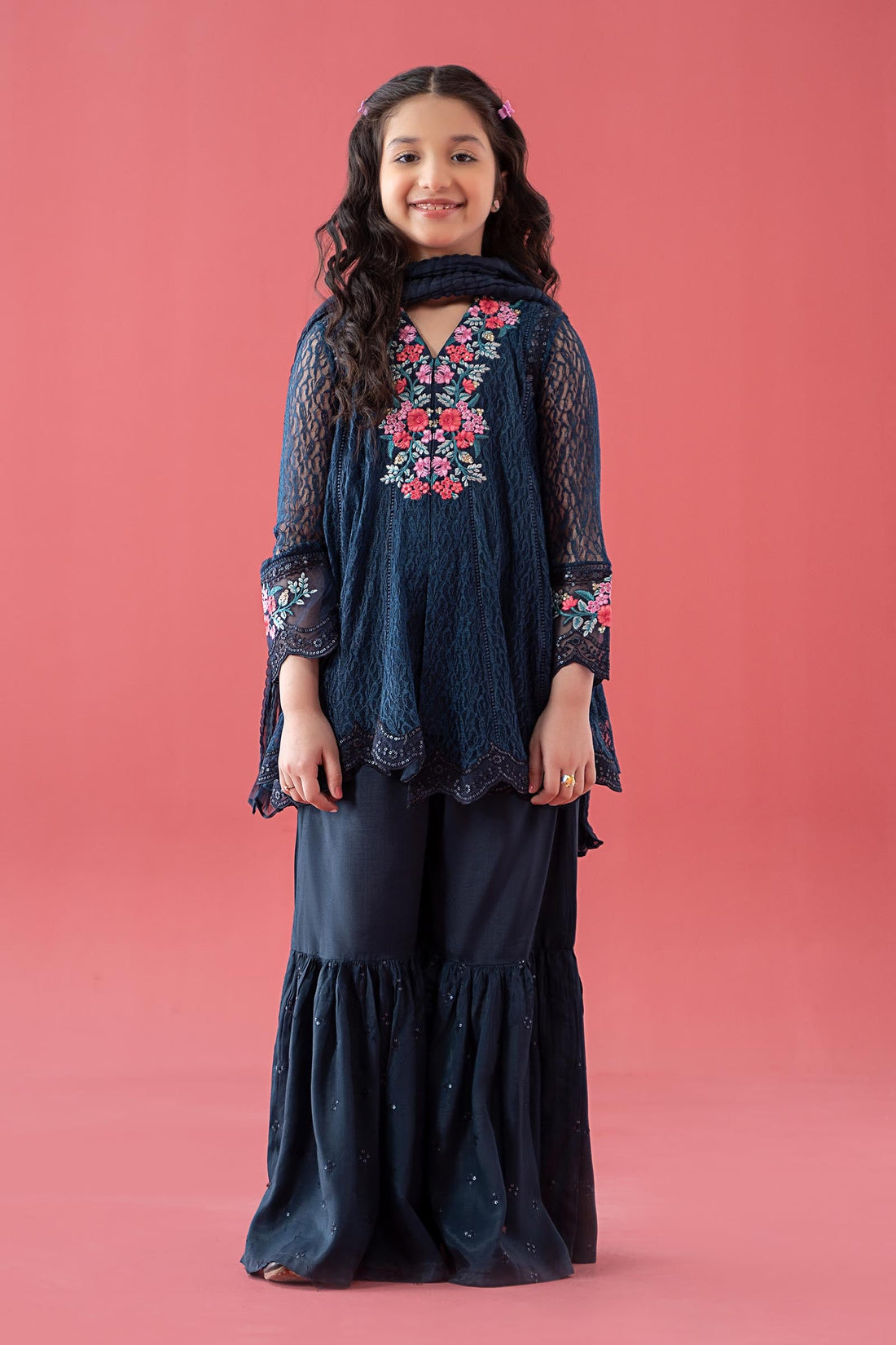 Maria B | Girls | MKS-EA25-45 (Blue) -  Maria B Maria B Kids - Original Designer Dress - House of Maryam