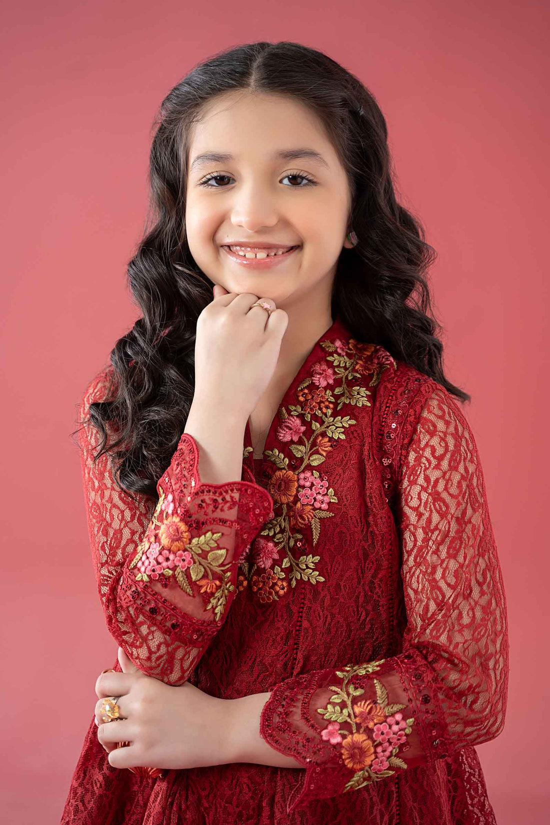 Maria B | Girls | MKS-EA25-45 (Red) -  Maria B Maria B Kids - Original Designer Dress - House of Maryam
