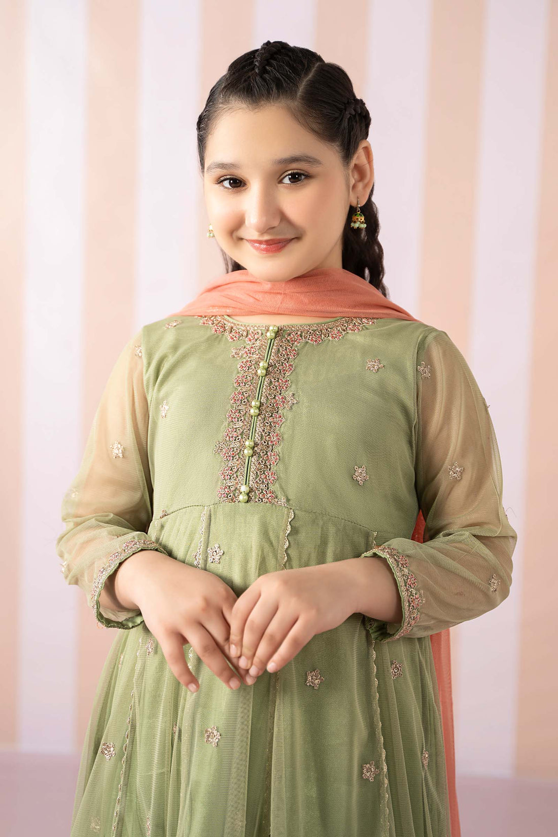 Maria B | Girls | MKS-EF25-02 (Pistachio Green) -  Maria B Maria B Kids - Original Designer Dress - House of Maryam