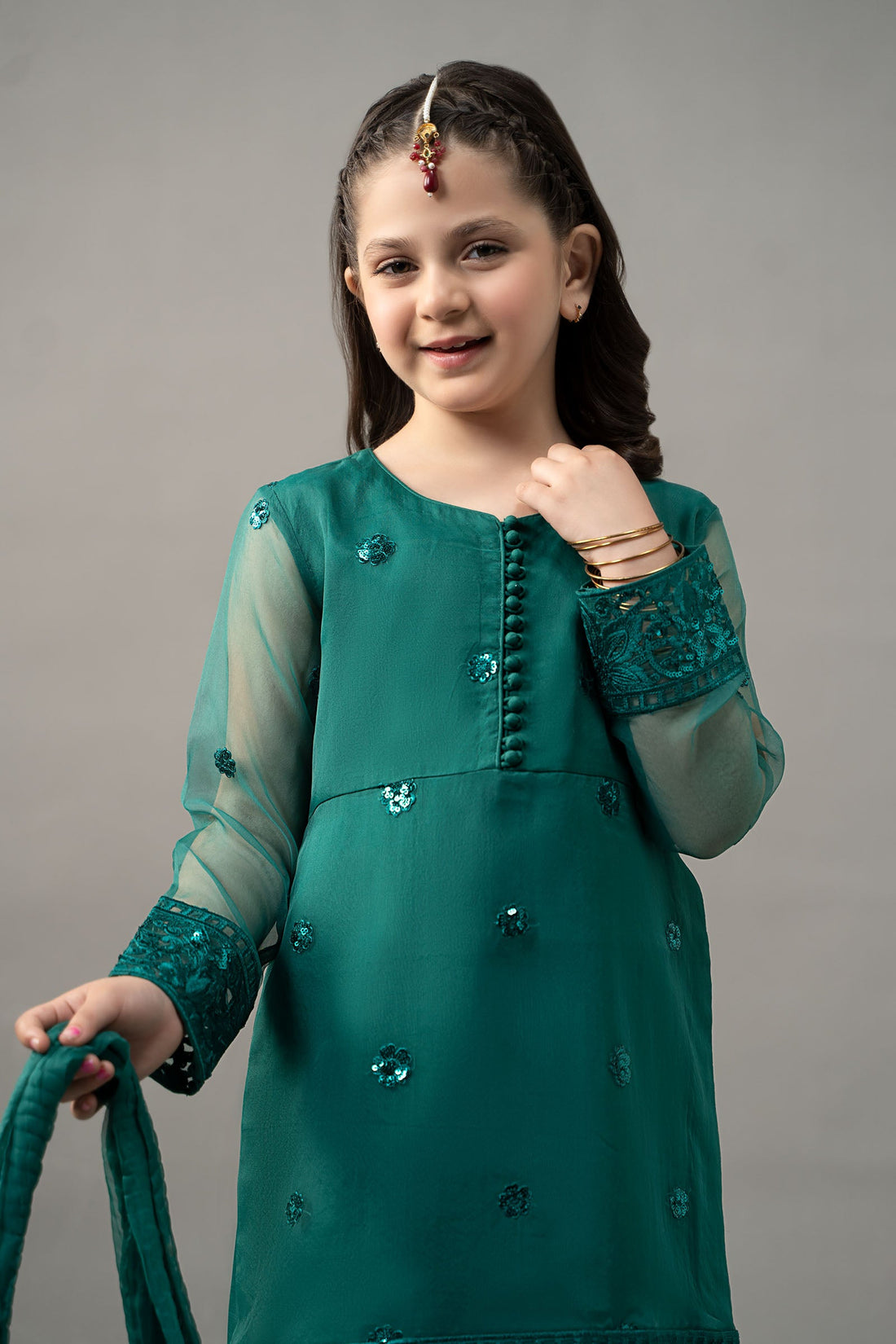 Maria B | Girls | MKS-EF25-44 (Sea Green) -  Maria B Maria B Kids - Original Designer Dress - House of Maryam