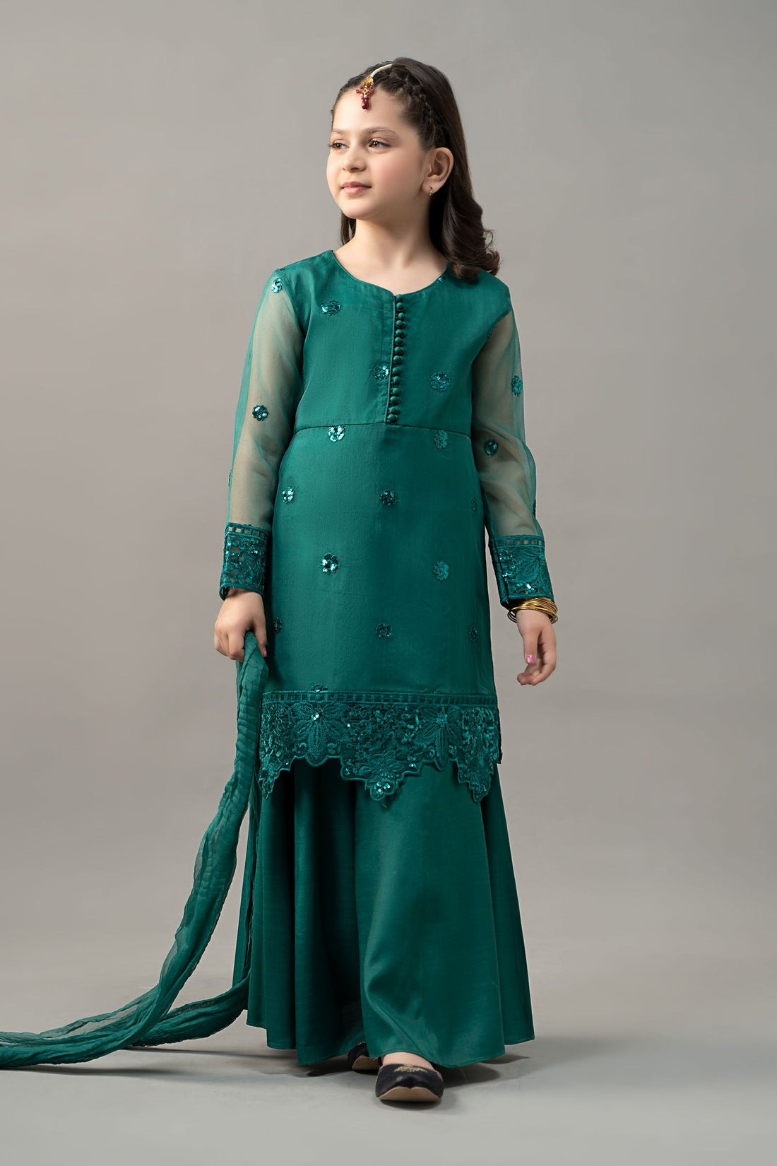Maria B | Girls | MKS-EF25-44 (Sea Green) -  Maria B Maria B Kids - Original Designer Dress - House of Maryam