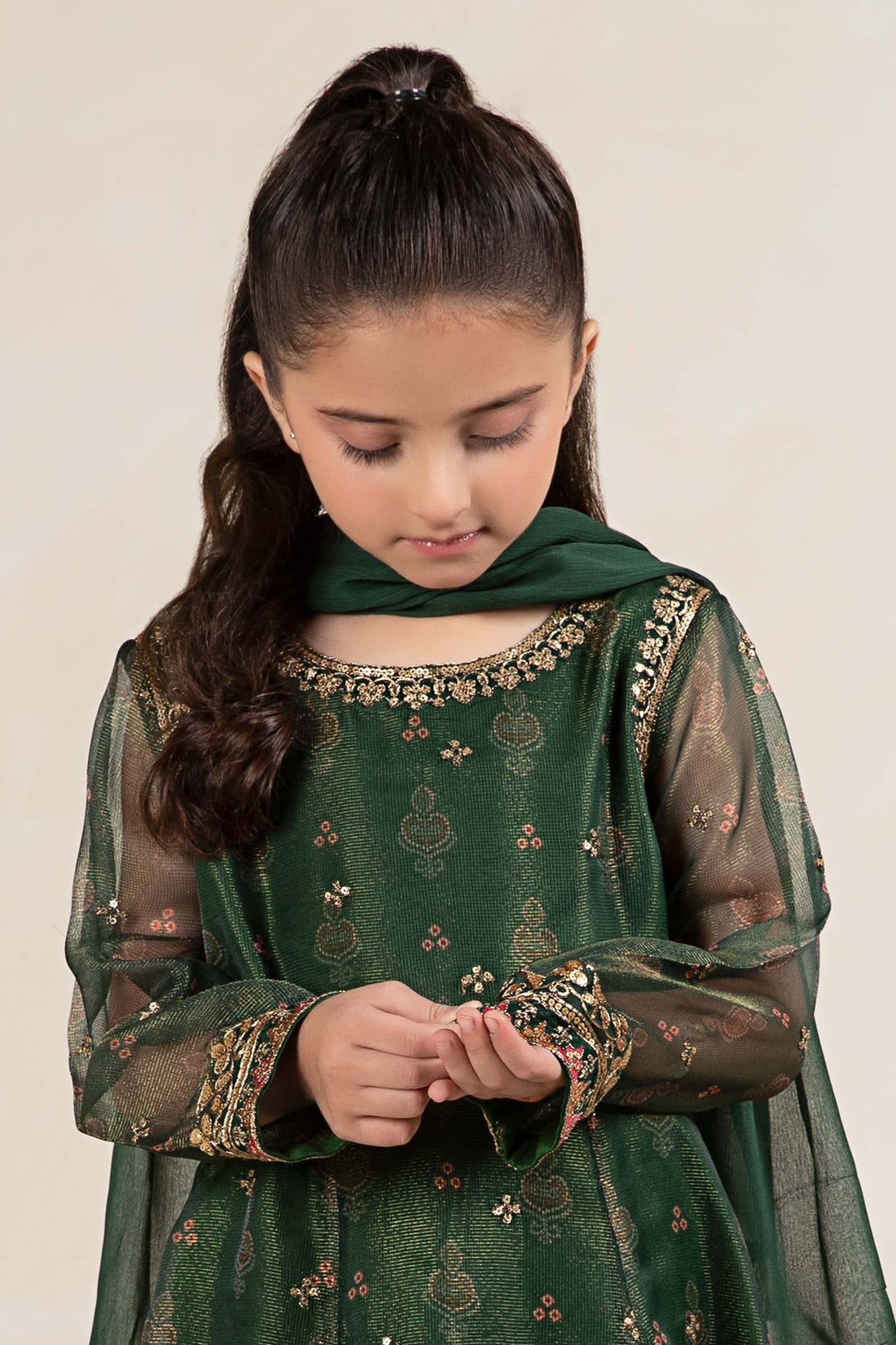 Maria B | Girls | MKS-W24-01 (Green) -  Maria B Maria B Kids - Original Designer Dress - House of Maryam