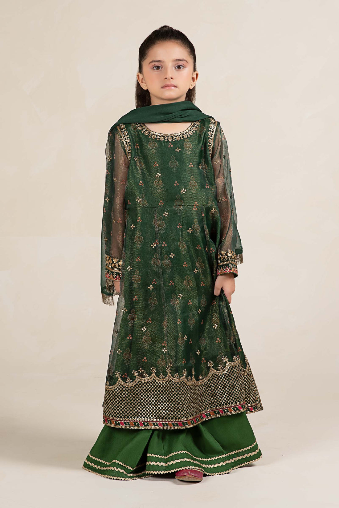 Maria B | Girls | MKS-W24-01 (Green) -  Maria B Maria B Kids - Original Designer Dress - House of Maryam