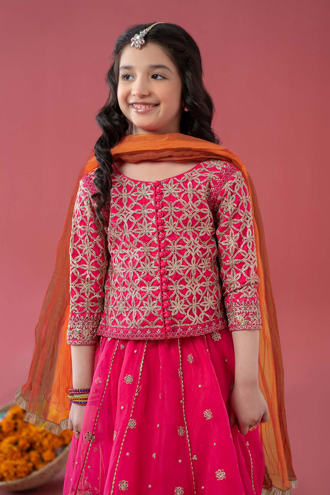 Maria B | Girls | MKS-EA25-42-A (Pink) -  Maria B Maria B Kids - Original Designer Dress - House of Maryam