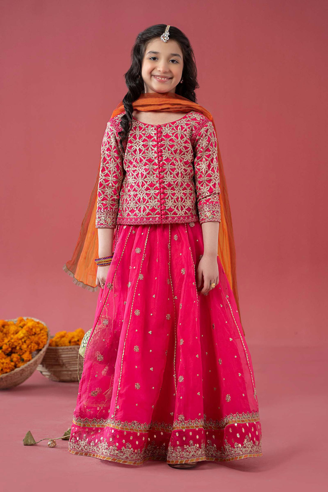 Maria B | Girls | MKS-EA25-42-A (Pink) -  Maria B Maria B Kids - Original Designer Dress - House of Maryam