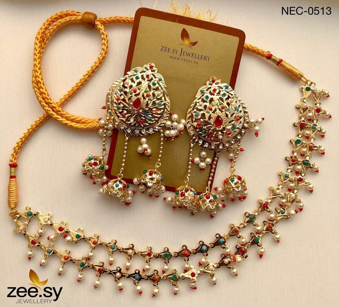 Nauratan Necklace-0513 -  Zeesy Necklace Sets - Original Designer Dress - House of Maryam