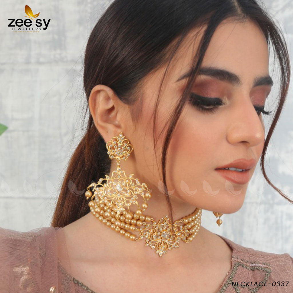 Sunflower Necklace-0337 -  Zeesy Necklace Sets - Original Designer Dress - House of Maryam