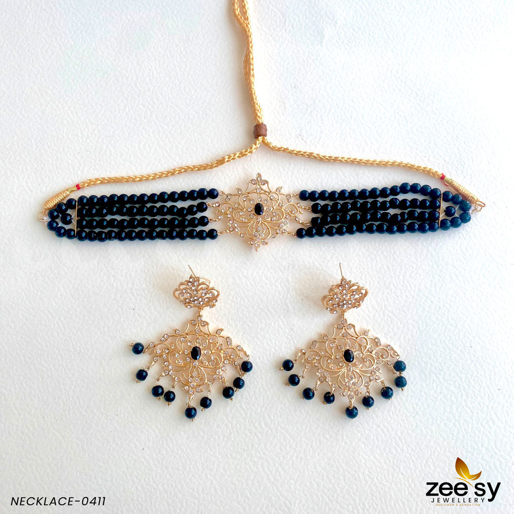 Necklace-0411 -  Zeesy Necklace Sets - Original Designer Dress - House of Maryam