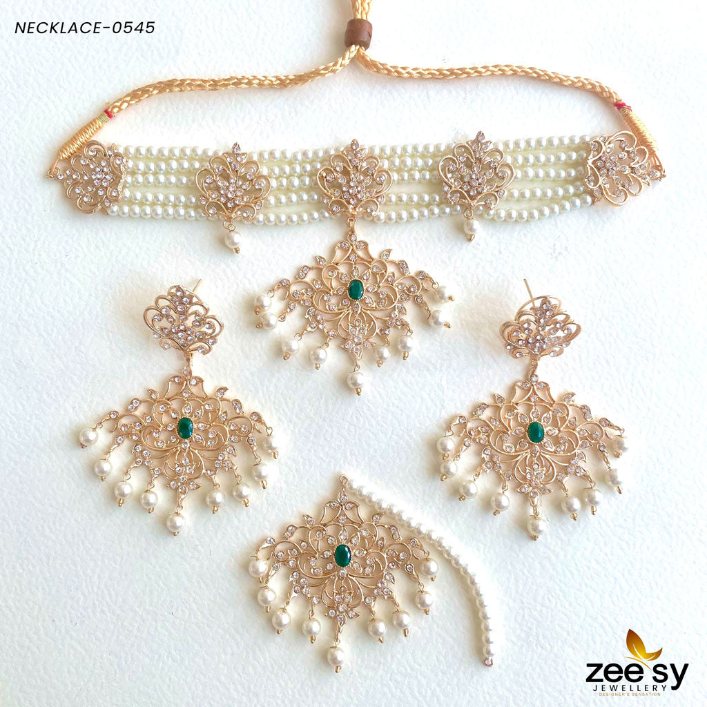 Sunflower Necklace-0545 -  Zeesy Necklace Sets - Original Designer Dress - House of Maryam
