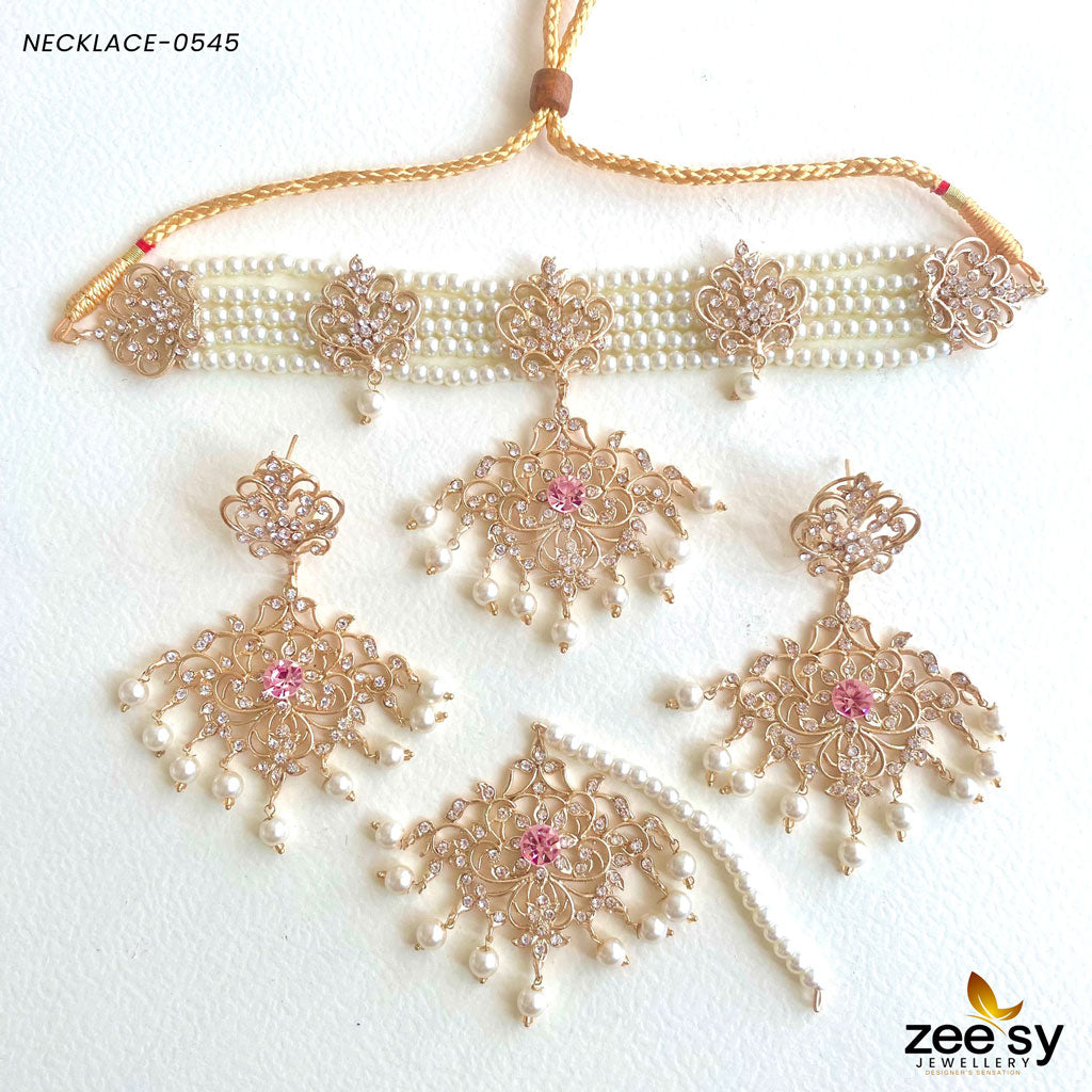Sunflower Necklace-0545 -  Zeesy Necklace Sets - Original Designer Dress - House of Maryam