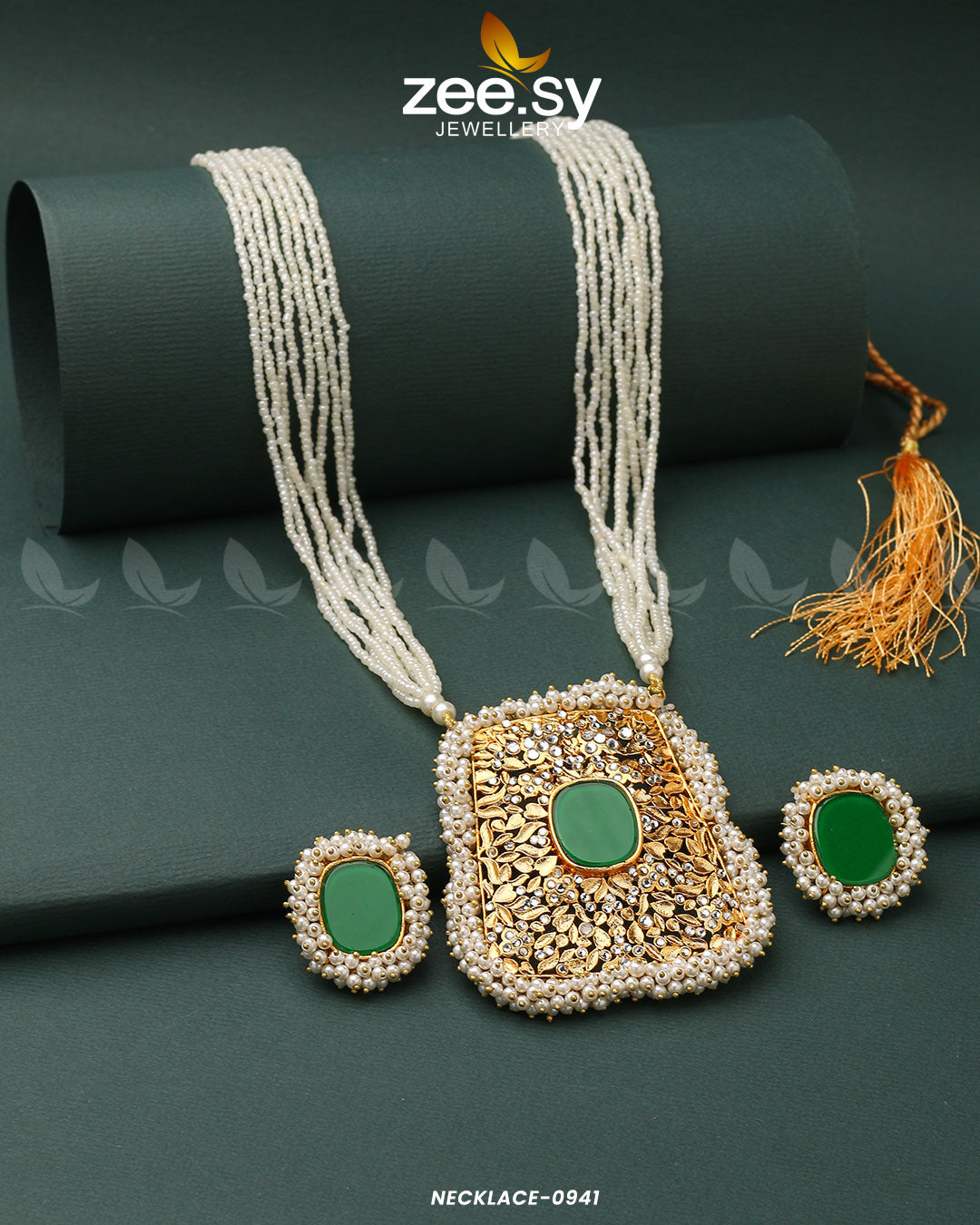 Gajra Pearl Mala -  Zeesy Necklace Sets - Original Designer Dress - House of Maryam