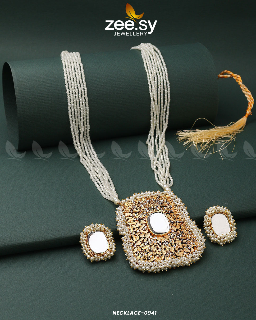 Gajra Pearl Mala -  Zeesy Necklace Sets - Original Designer Dress - House of Maryam