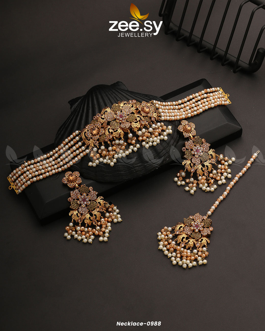 Necklace-0988 -  Zeesy Necklace Sets - Original Designer Dress - House of Maryam