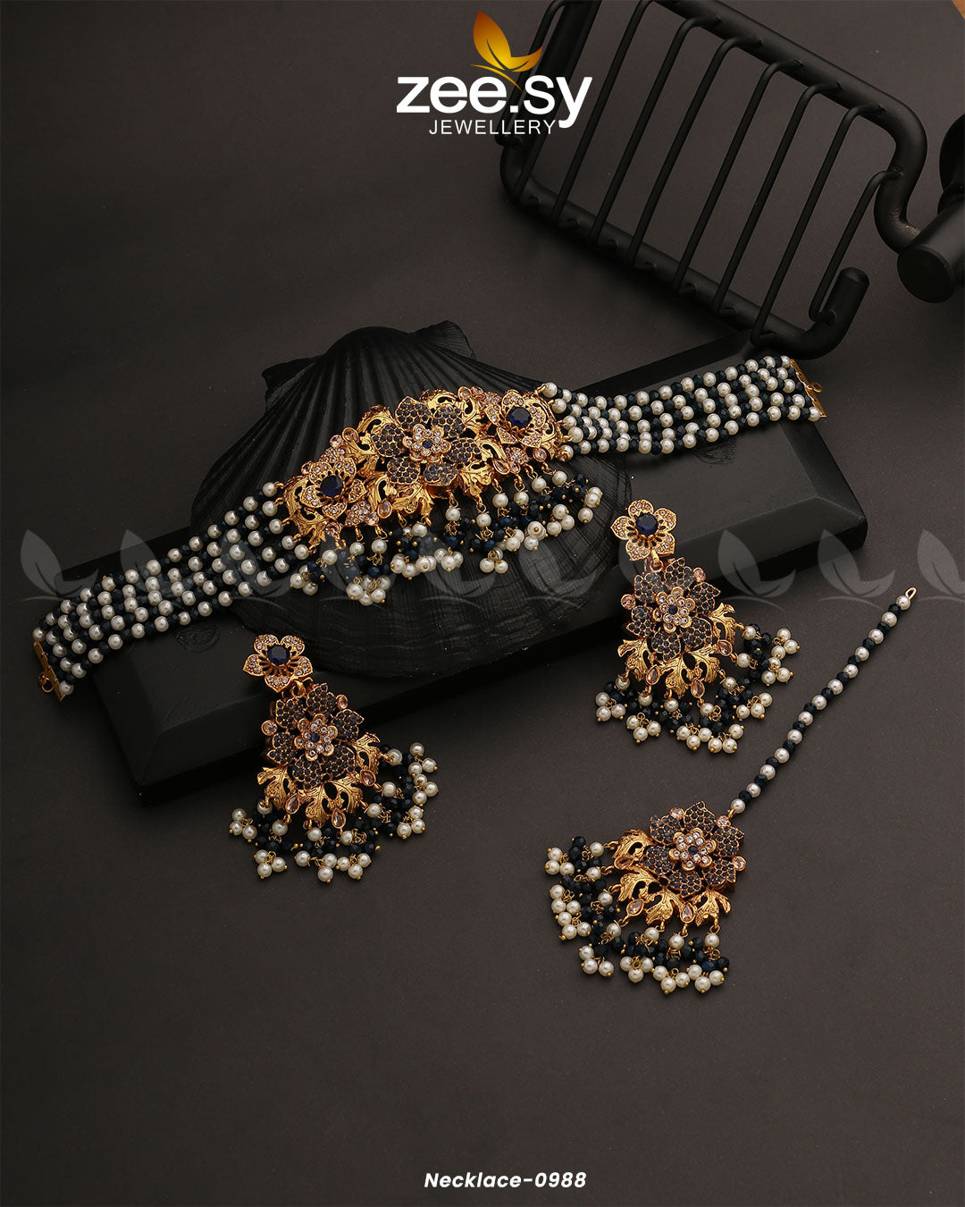 Necklace-0988 -  Zeesy Necklace Sets - Original Designer Dress - House of Maryam