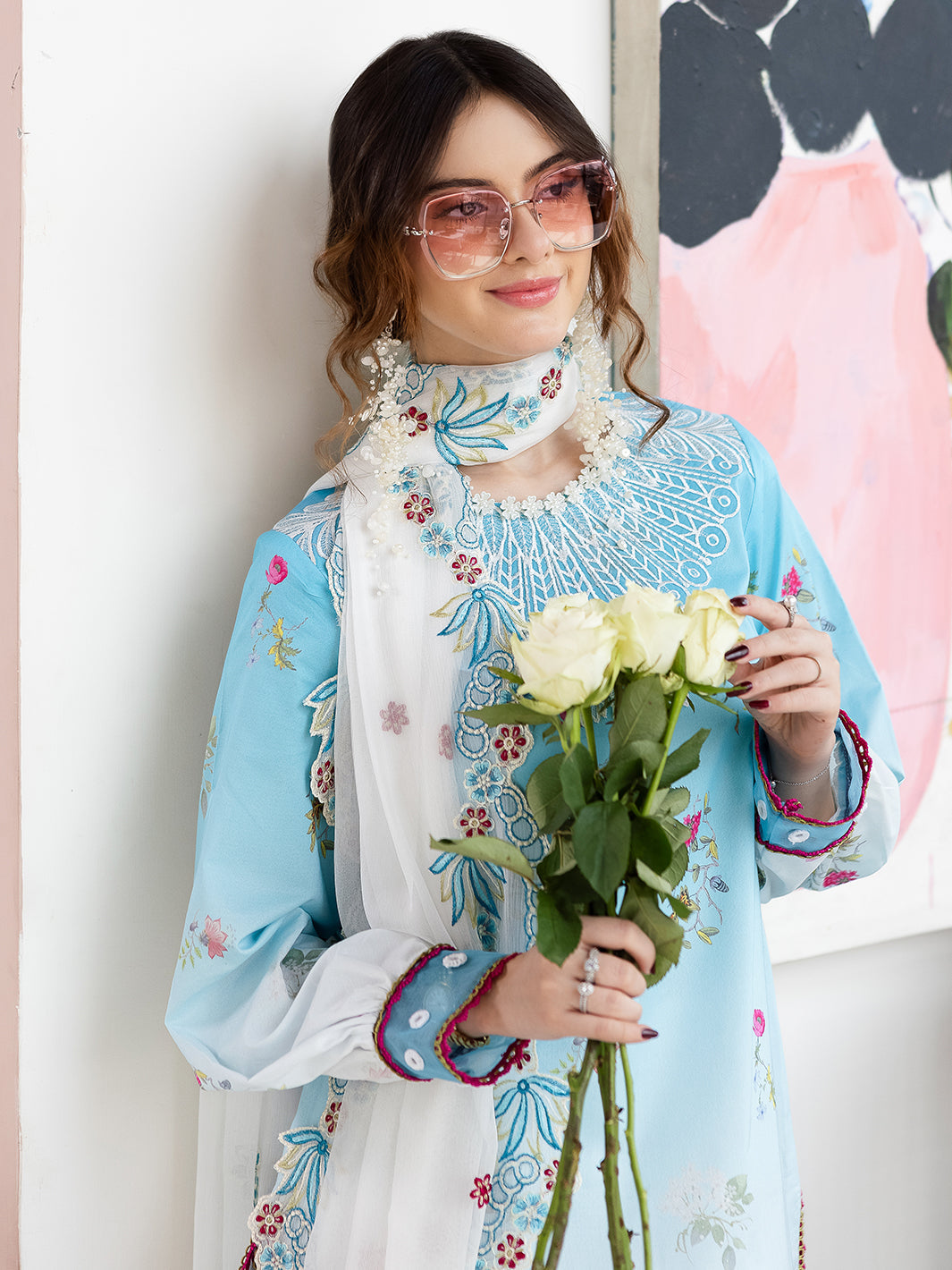 Mahnur | After Hours Luxury Lawn 25 | Pastel Pop -  Mahnur Ladies Clothes - Original Designer Dress - House of Maryam