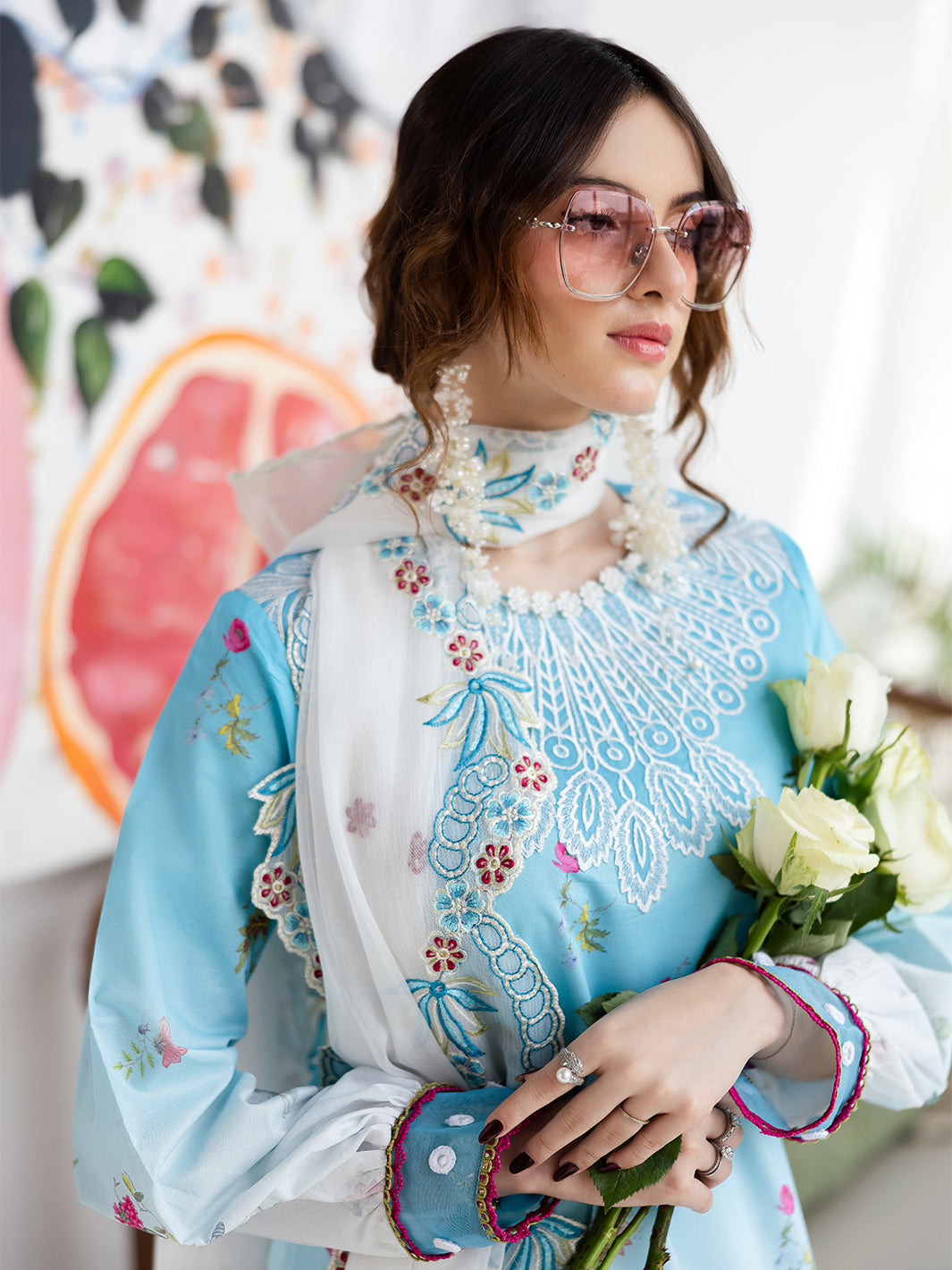Mahnur | After Hours Luxury Lawn 25 | Pastel Pop -  Mahnur Ladies Clothes - Original Designer Dress - House of Maryam