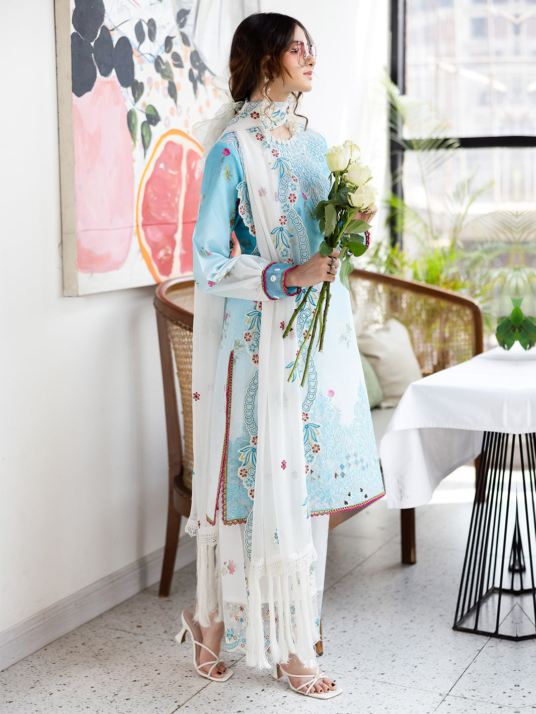 Mahnur | After Hours Luxury Lawn 25 | Pastel Pop -  Mahnur Ladies Clothes - Original Designer Dress - House of Maryam