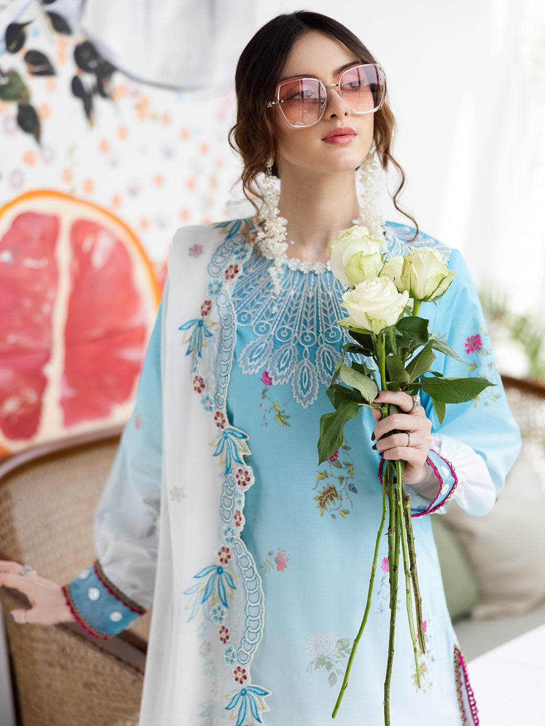 Mahnur | After Hours Luxury Lawn 25 | Pastel Pop -  Mahnur Ladies Clothes - Original Designer Dress - House of Maryam