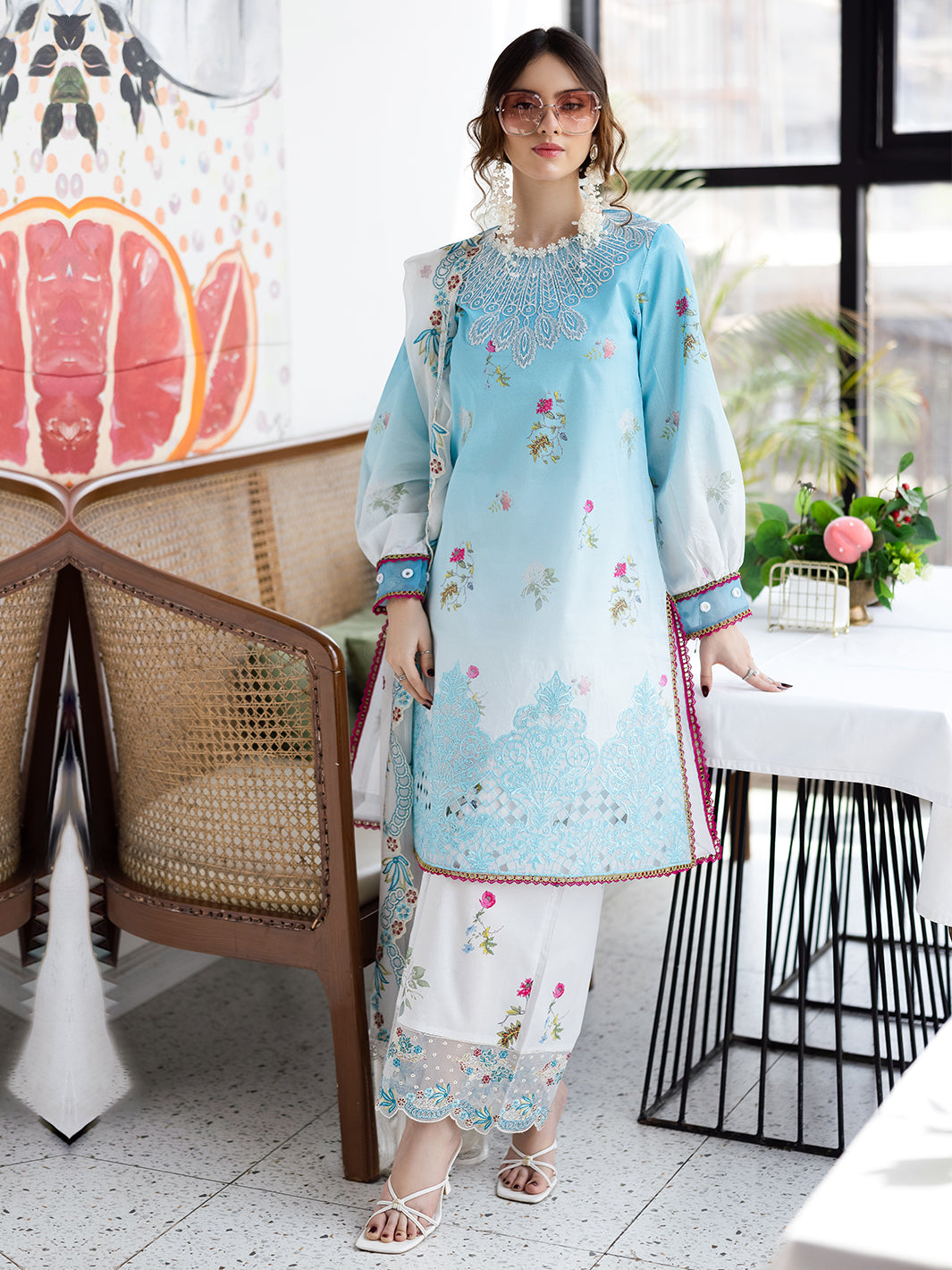 Mahnur | After Hours Luxury Lawn 25 | Pastel Pop -  Mahnur Ladies Clothes - Original Designer Dress - House of Maryam