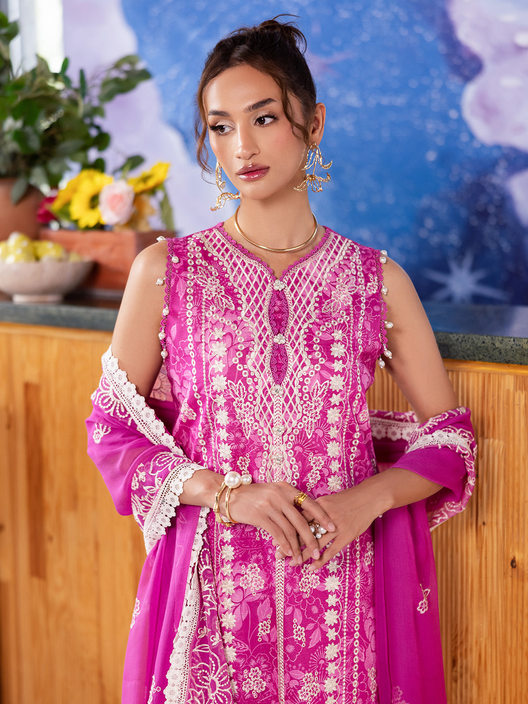 Mahnur | After Hours Luxury Lawn 25 | Peach Bellini -  Mahnur Ladies Clothes - Original Designer Dress - House of Maryam
