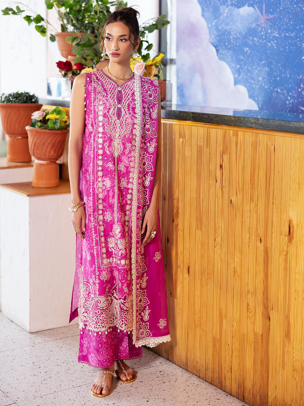 Mahnur | After Hours Luxury Lawn 25 | Peach Bellini -  Mahnur Ladies Clothes - Original Designer Dress - House of Maryam