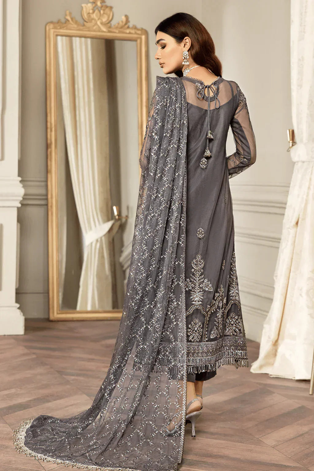Zarif | Mehroz Formals | Storm Grey -  Zarif Formal - Original Designer Dress - House of Maryam
