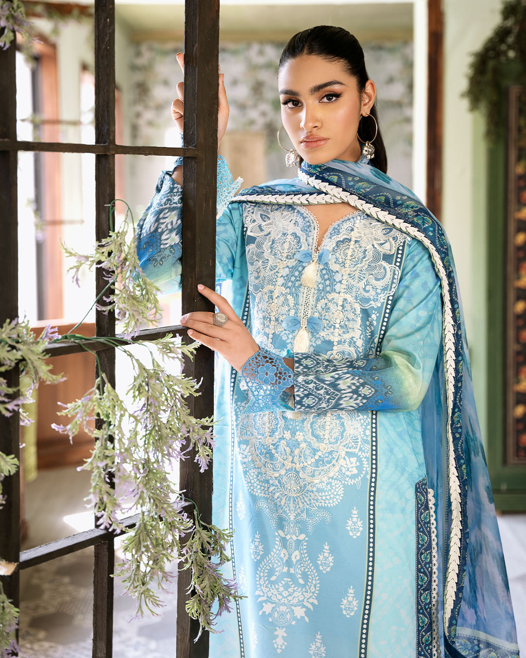 Roheenaz | Flora Printed Lawn | Azure -  Roheenaz Luxury - Original Designer Dress - House of Maryam