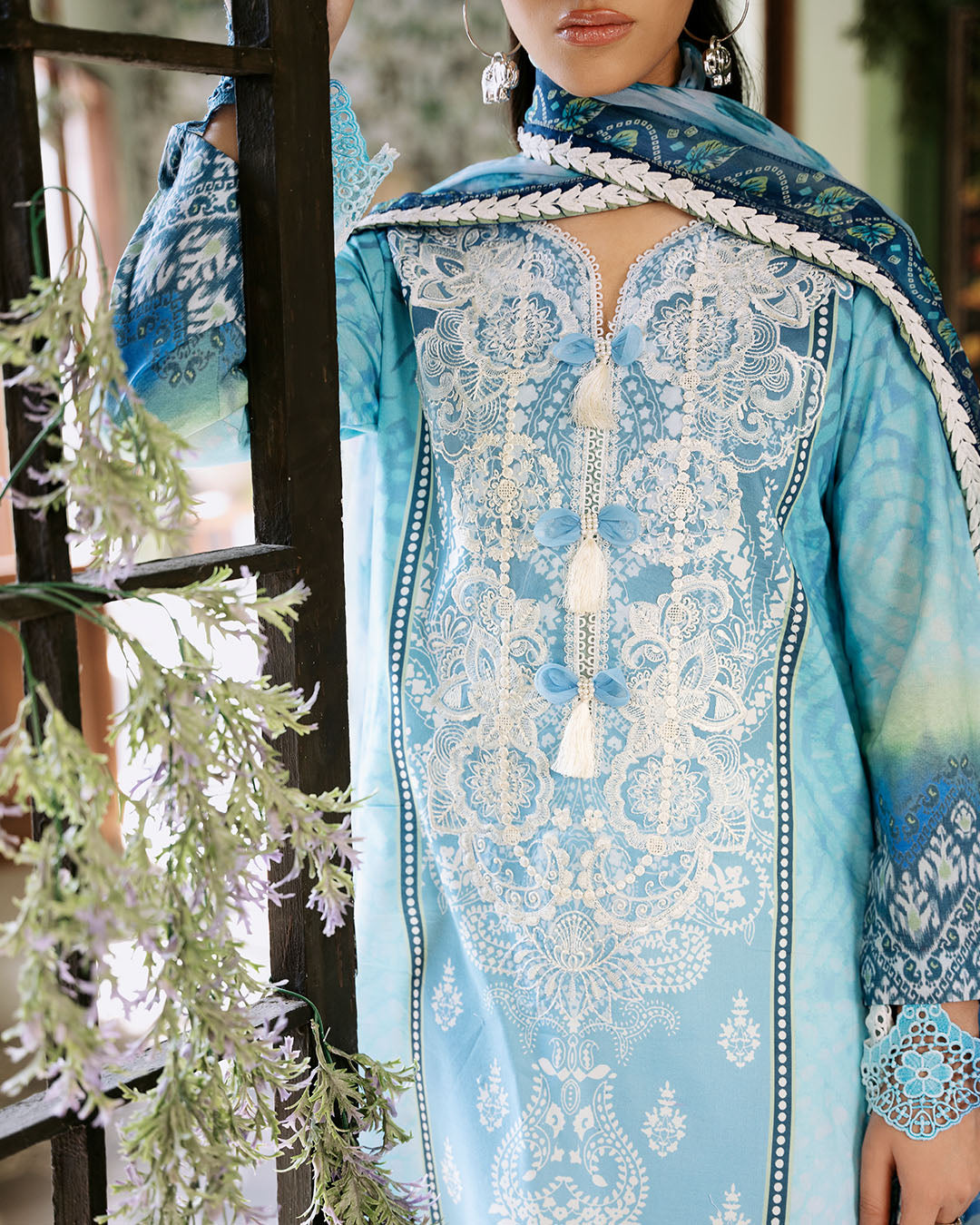 Roheenaz | Flora Printed Lawn | Azure -  Roheenaz Luxury - Original Designer Dress - House of Maryam
