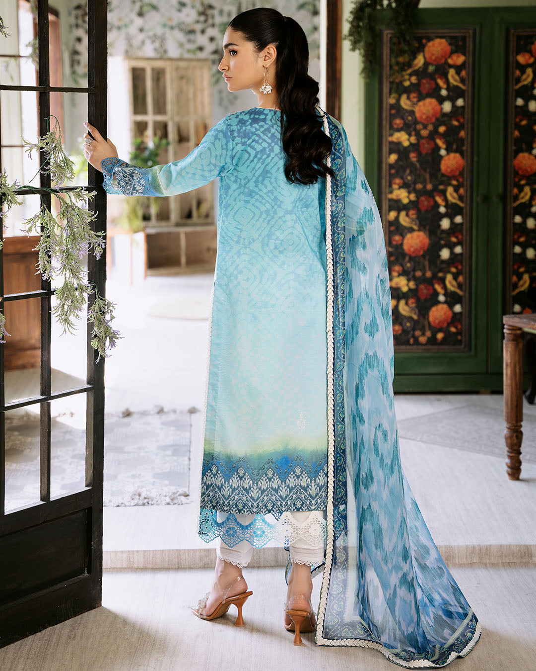 Roheenaz | Flora Printed Lawn | Azure -  Roheenaz Luxury - Original Designer Dress - House of Maryam