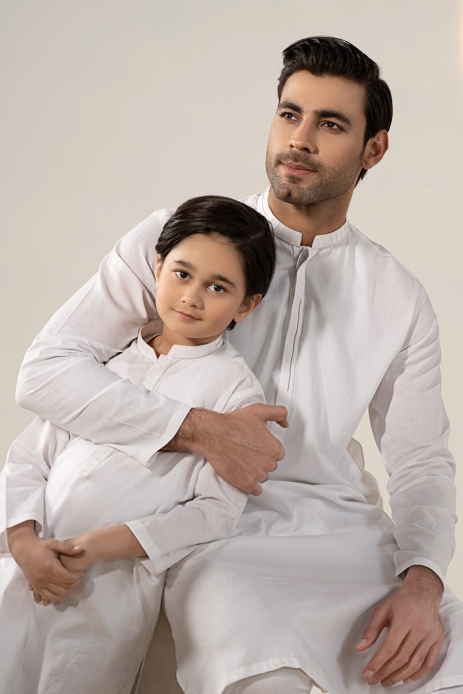 Maria B | Boys | Kurta - MKB-SS24-08 (White) -  Maria B Kidswear Kurtas - Original Designer Dress - House of Maryam