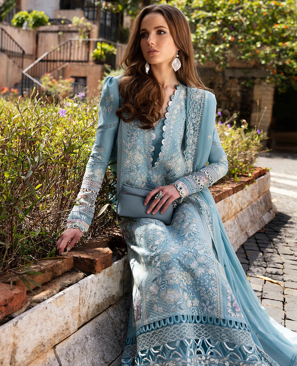 Republic Womenswear | Ilana Eid Luxury Lawn | Azure -  Republic Womenswear Luxury - Original Designer Dress - House of Maryam
