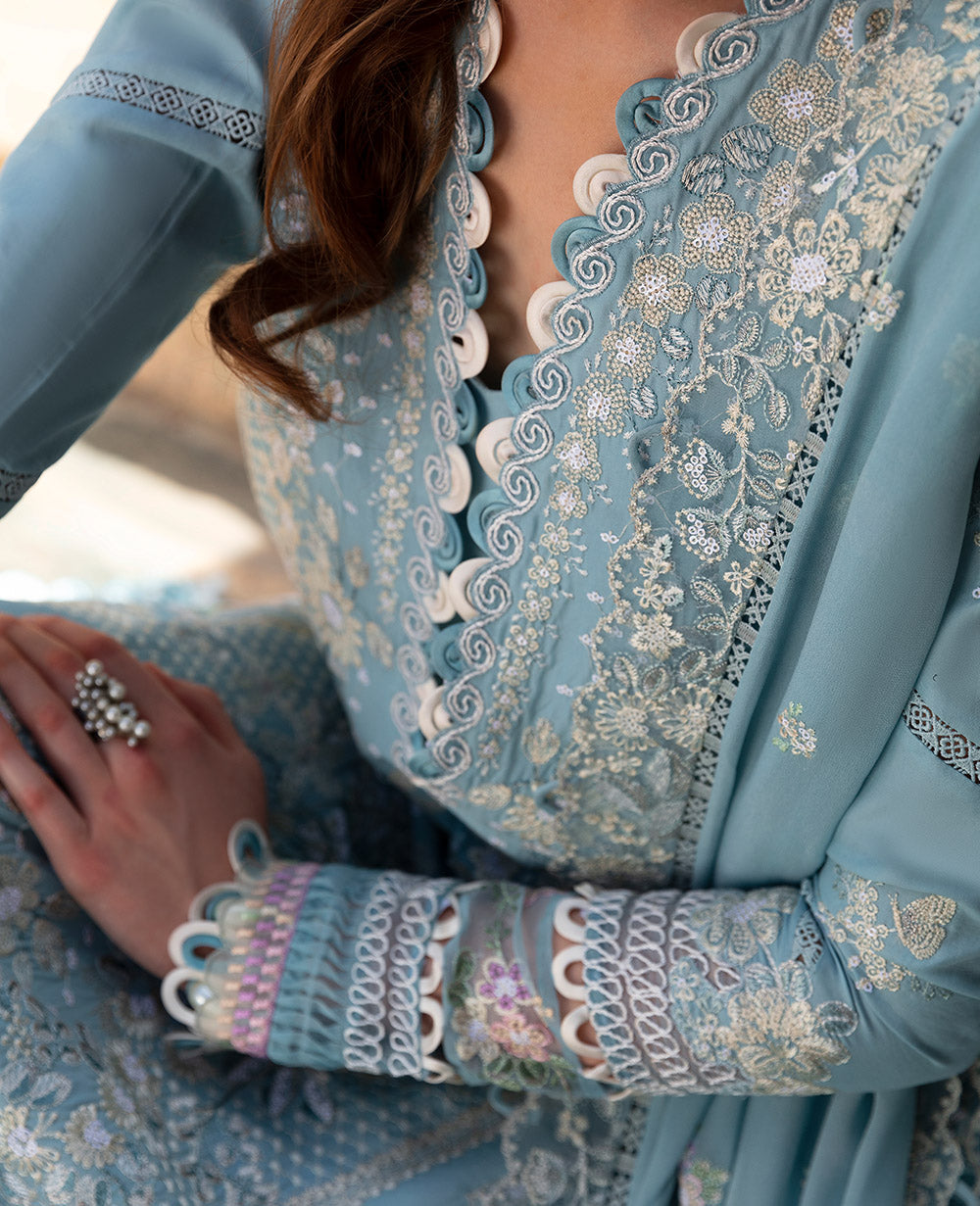 Republic Womenswear | Ilana Eid Luxury Lawn | Azure -  Republic Womenswear Luxury - Original Designer Dress - House of Maryam