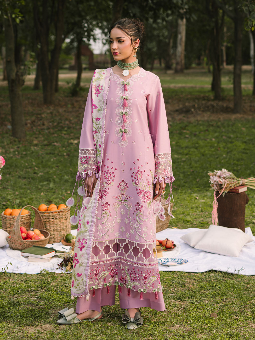 Mahnur | Dahlia Luxury Lawn 25 | Rosa -  Mahnur Ladies Clothes - Original Designer Dress - House of Maryam
