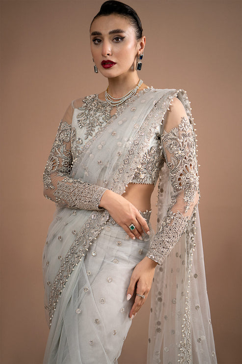 Imrozia Premium | Lumiere Luxury Sarees | 07 Misty Grey -  Imrozia Premium Formal - Original Designer Dress - House of Maryam
