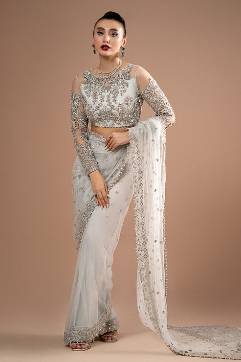 Imrozia Premium | Lumiere Luxury Sarees | 07 Misty Grey -  Imrozia Premium Formal - Original Designer Dress - House of Maryam