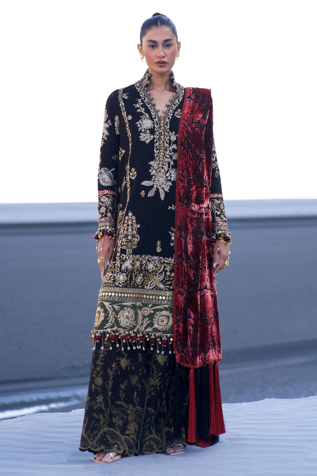 Sana Safinaz | Winter Shawl 24 | S241-001A-3CP -  Sana Safinaz Ladies Clothes - Original Designer Dress - House of Maryam