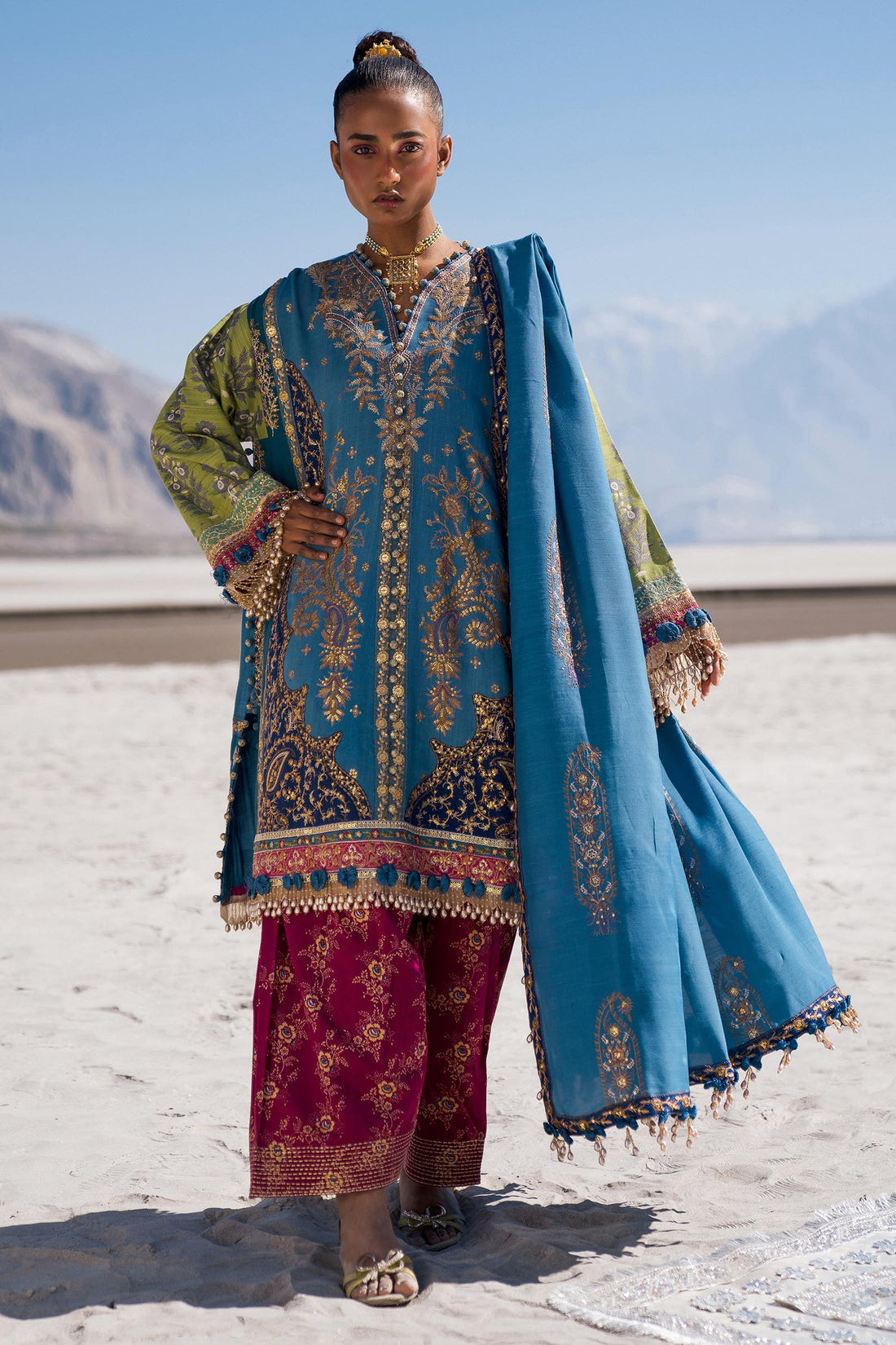 Sana Safinaz | Winter Shawl 24 | S241-002B-3CP -  Sana Safinaz Ladies Clothes - Original Designer Dress - House of Maryam