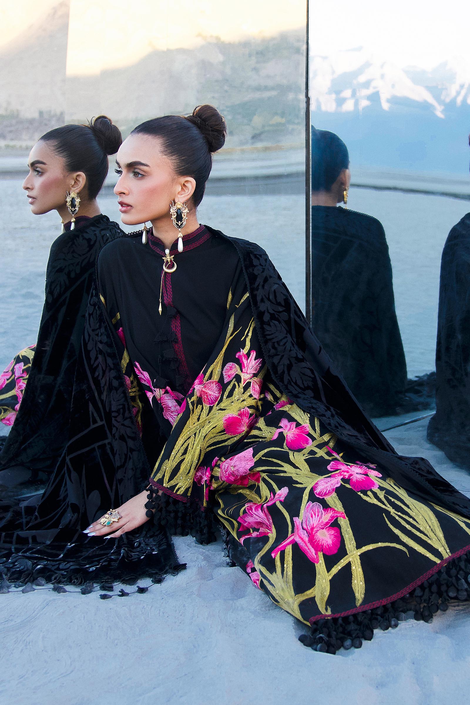 Sana Safinaz | Winter Shawl 24 | S241-003A-3CP -  Sana Safinaz Ladies Clothes - Original Designer Dress - House of Maryam