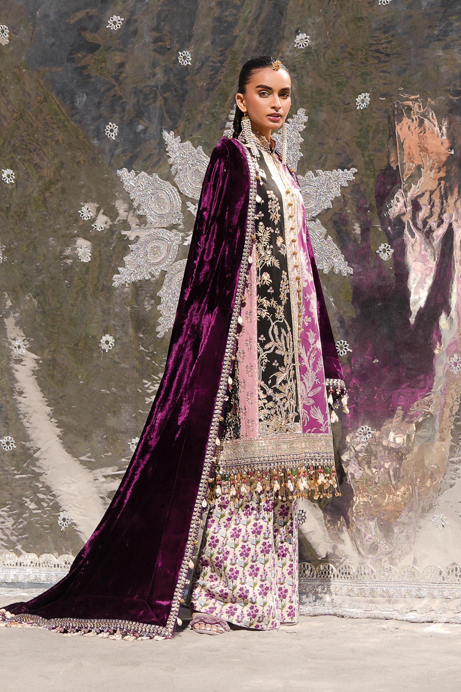 Sana Safinaz | Winter Shawl 24 | Velvet S241-006A-3CP -  Sana Safinaz Ladies Clothes - Original Designer Dress - House of Maryam