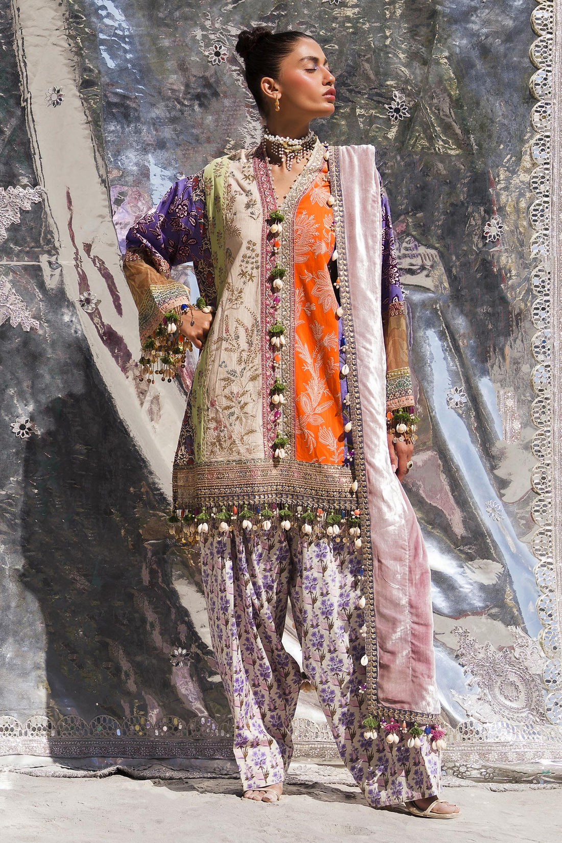 Sana Safinaz | Winter Shawl 24 | Velvet S241-006B-3CP -  Sana Safinaz Ladies Clothes - Original Designer Dress - House of Maryam