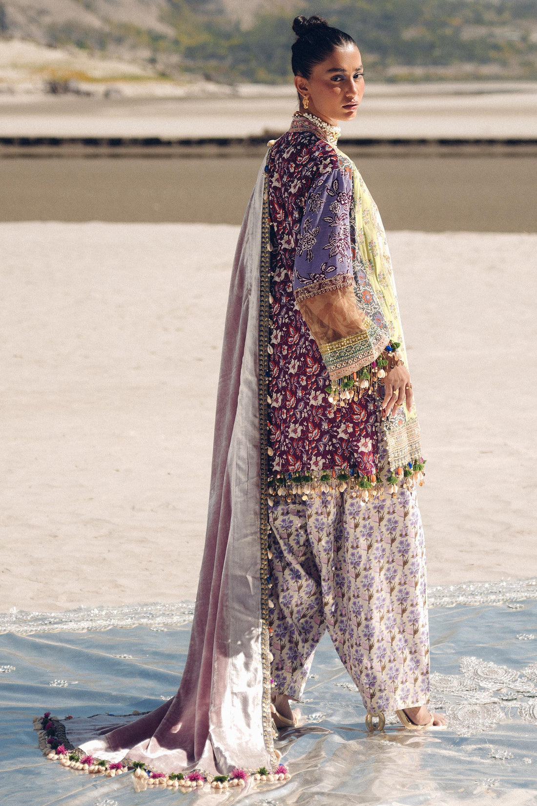 Sana Safinaz | Winter Shawl 24 | Velvet S241-006B-3CP -  Sana Safinaz Ladies Clothes - Original Designer Dress - House of Maryam
