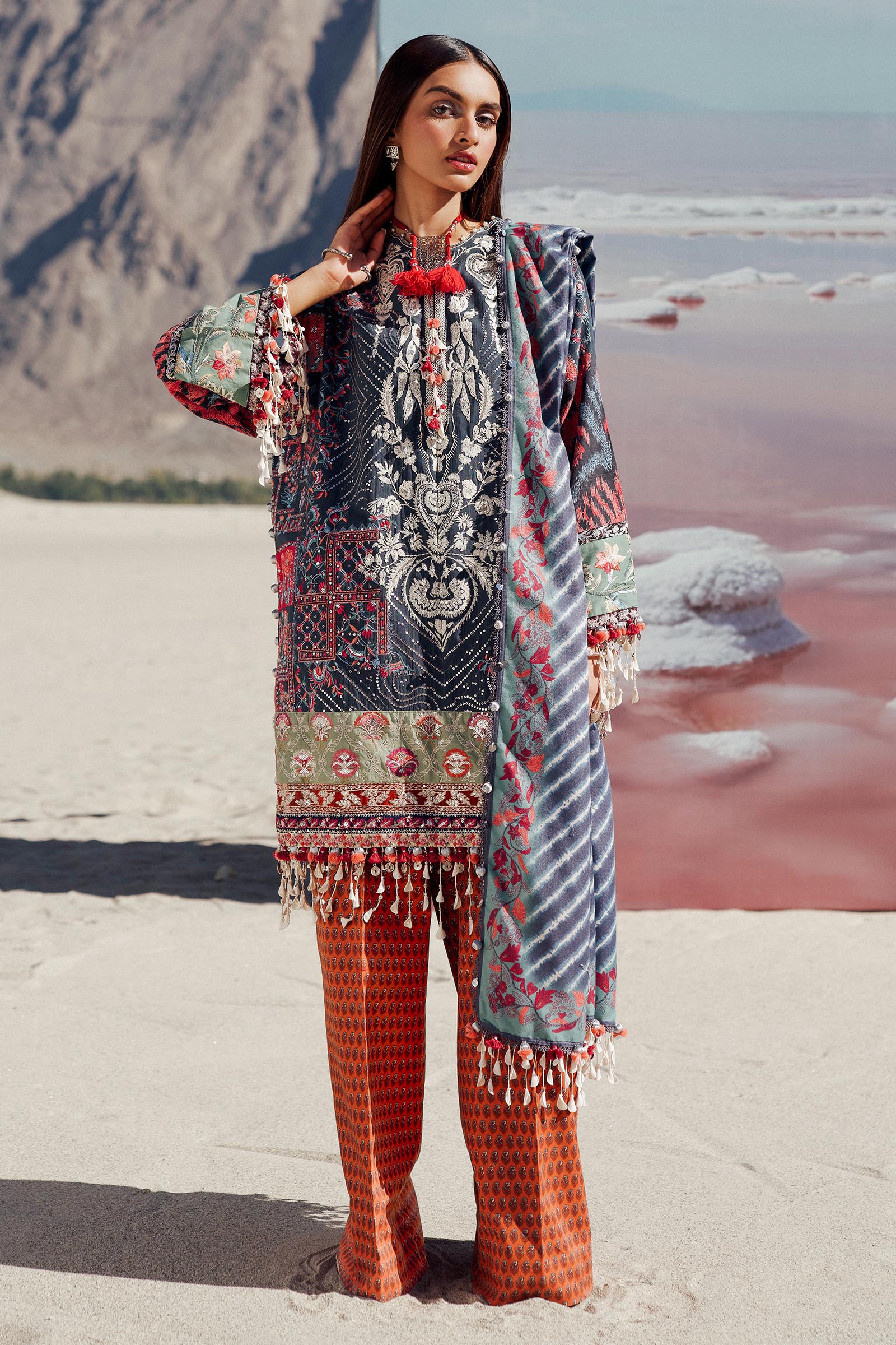 Sana Safinaz | Winter Shawl 24 | S241-007B-3CP -  Sana Safinaz  - Original Designer Dress - House of Maryam
